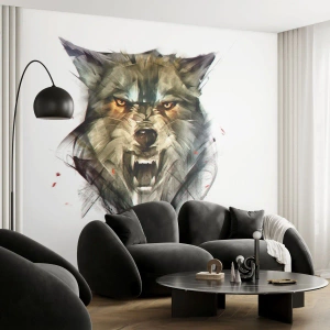 Fototapet Premium Canvas - Ikke et skridt! - Abstraktion, Dyr, Ulv - 100x70 cm