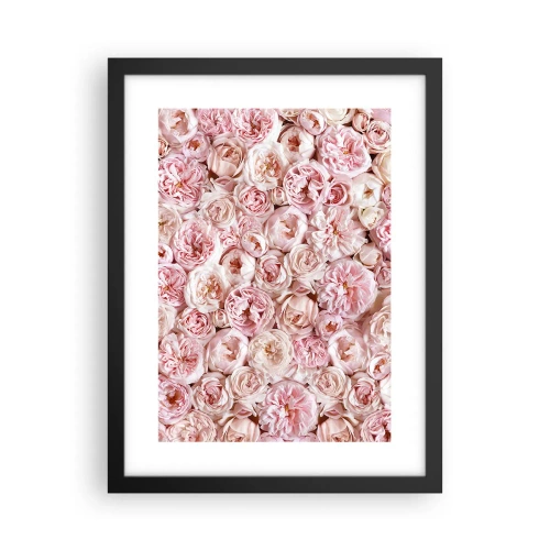 Plakat i sort ramme - Overstrøet med roser - 30x40 cm