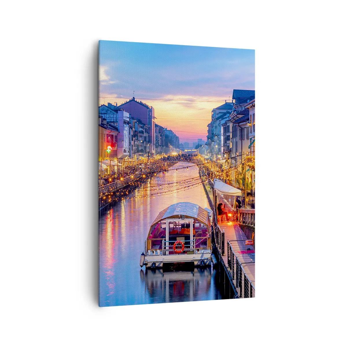 Lærredstryk - Billede på lærred - En aften med lys og sjov - 80x120 cm