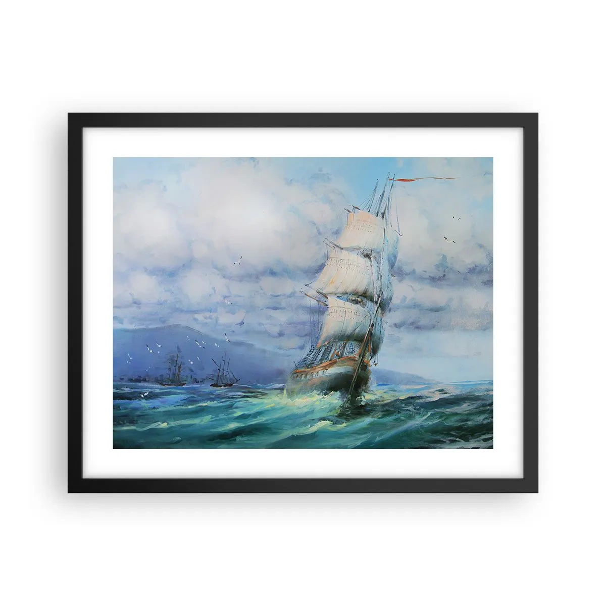 Plakat i sort ramme - God vind - 50x40 cm