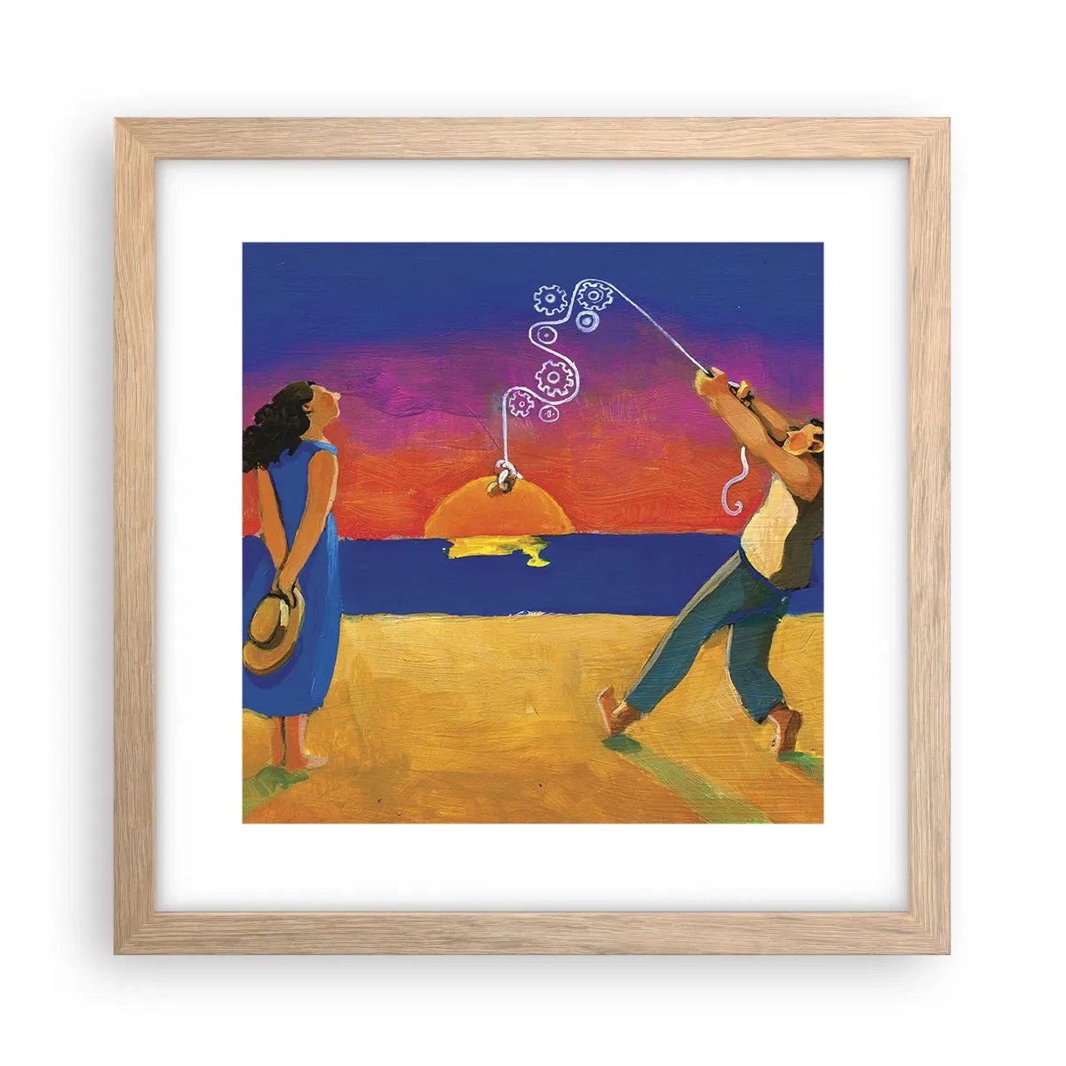 Plakat i ramme af lyst egetræ - Mere end en stjerne fra himlen - 30x30 cm