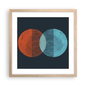 Plakat i ramme af lyst egetræ - Astronomisk fantasi - 40x40 cm