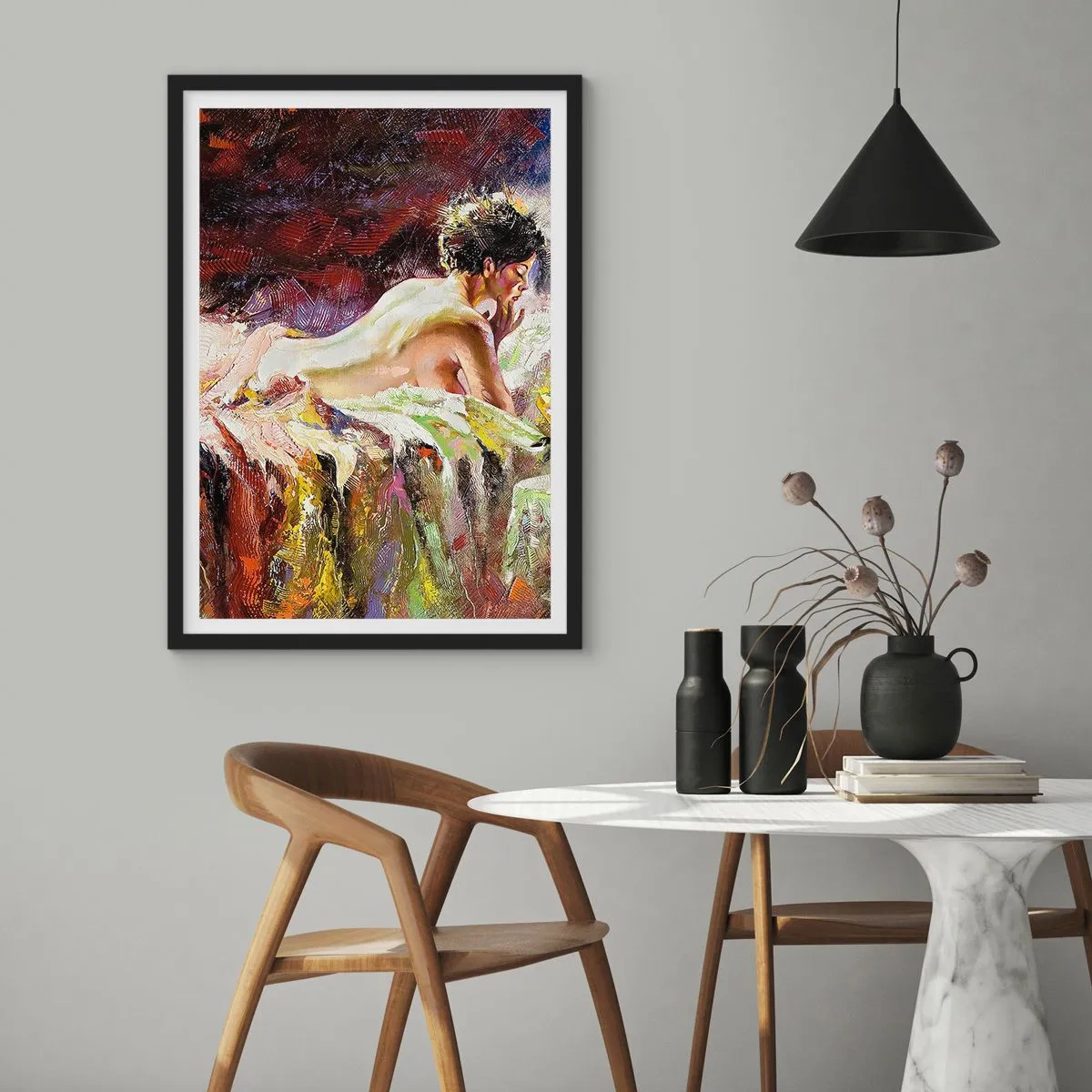 Plakat i sort ramme - Eftertænksom Venus - 40x50 cm