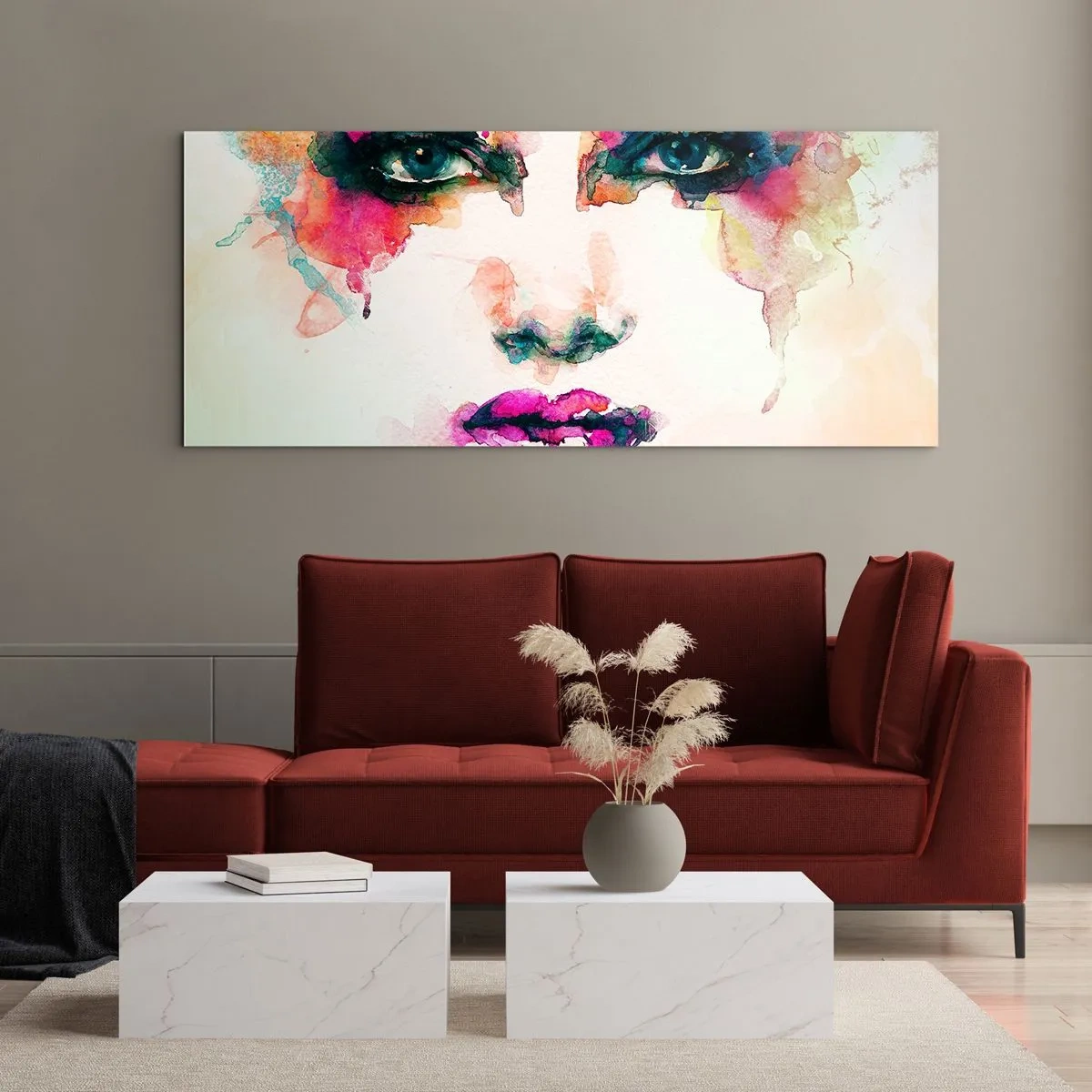 Billede på glas - Portræt malet med en regnbue - 160x50 cm