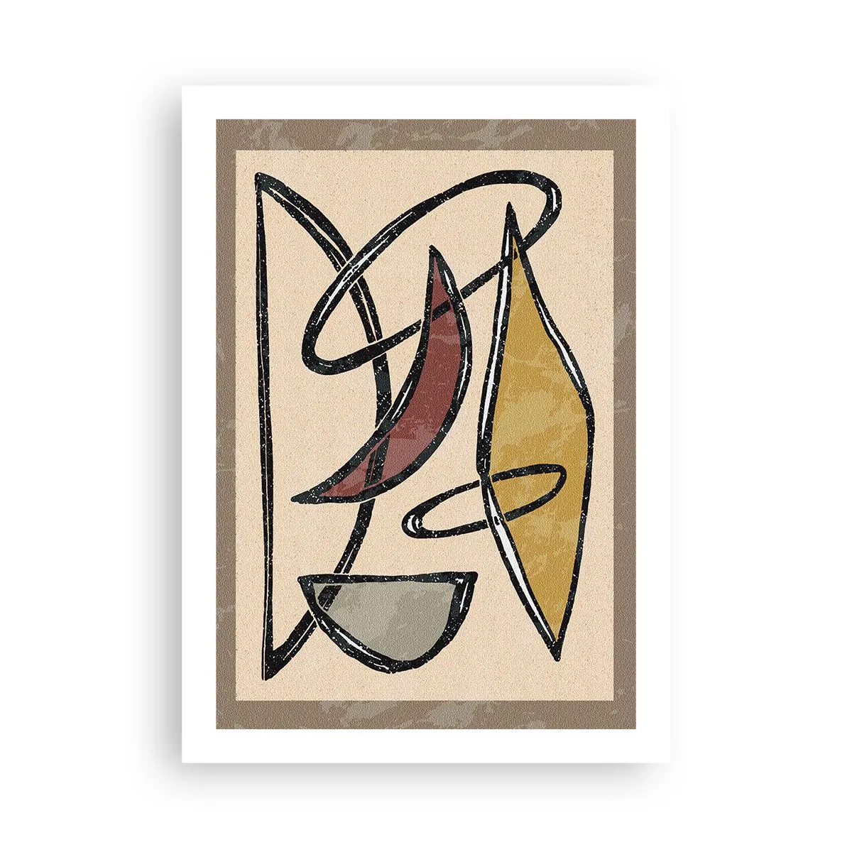 Plakat - Komposition - buer og ovaler - 50x70 cm