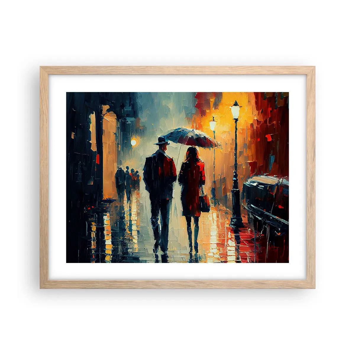Plakat i ramme af lyst egetræ - Urban kærlighedshistorie - 50x40 cm
