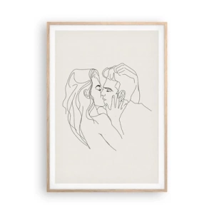 Plakat i ramme af lyst egetræ - Forviklet i følelser - 70x100 cm