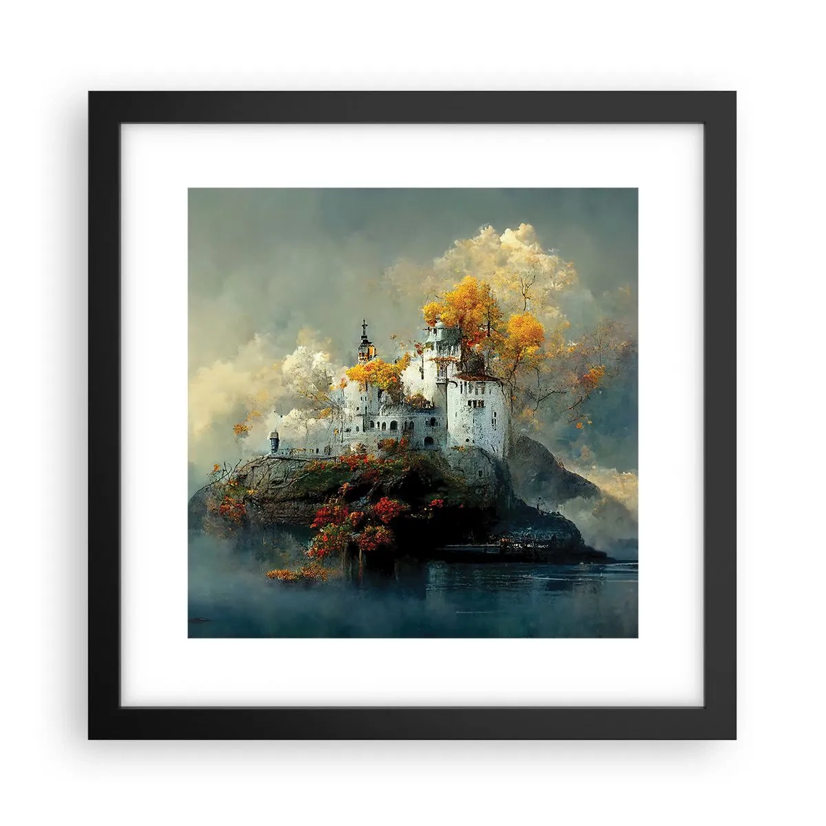 Plakat i sort ramme - Begyndelsen på en romantisk historie - 30x30 cm