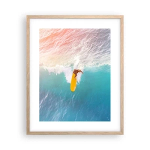 Plakat i ramme af lyst egetræ - Ocean rytter - 40x50 cm