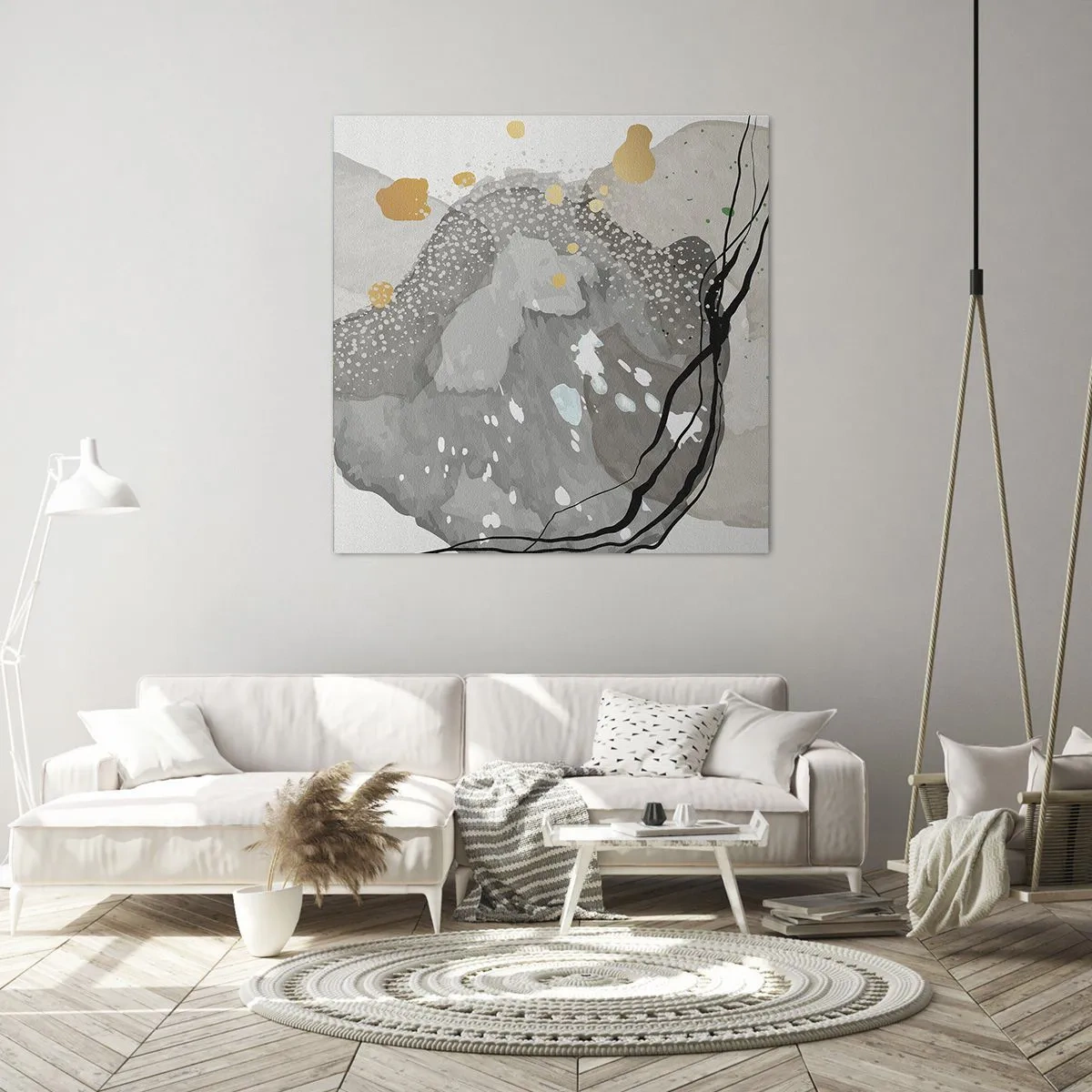 Lærredstryk - Billede på lærred - Organisk komposition - 70x70 cm