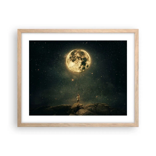 Plakat i ramme af lyst egetræ - En, der stjal månen - 50x40 cm