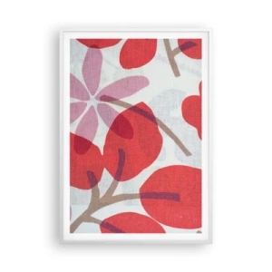 Plakat i hvid ramme - Blomsterkomposition i pink - 70x100 cm