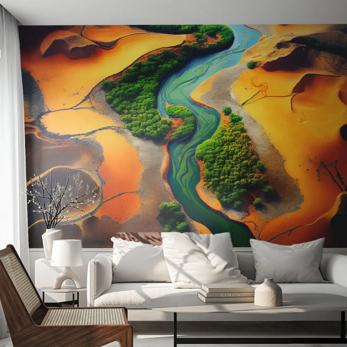 Fototapet Selvklæbende Deluxe Sticker - Livgivende flod - Landskab, Natur, flod - 150x105 cm