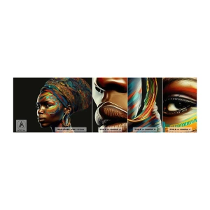 Prøve Fototapet Selvklæbende Deluxe Sticker - Afrikansk dronning - Turban, Stammer, afro amerikaner - 100x30 cm