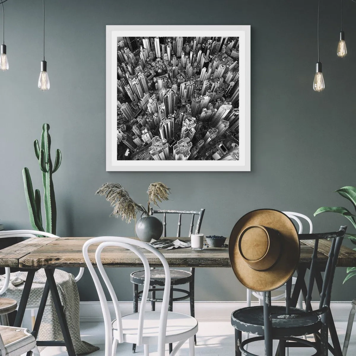 Plakat i hvid ramme - Stadig højere og højere - 40x40 cm