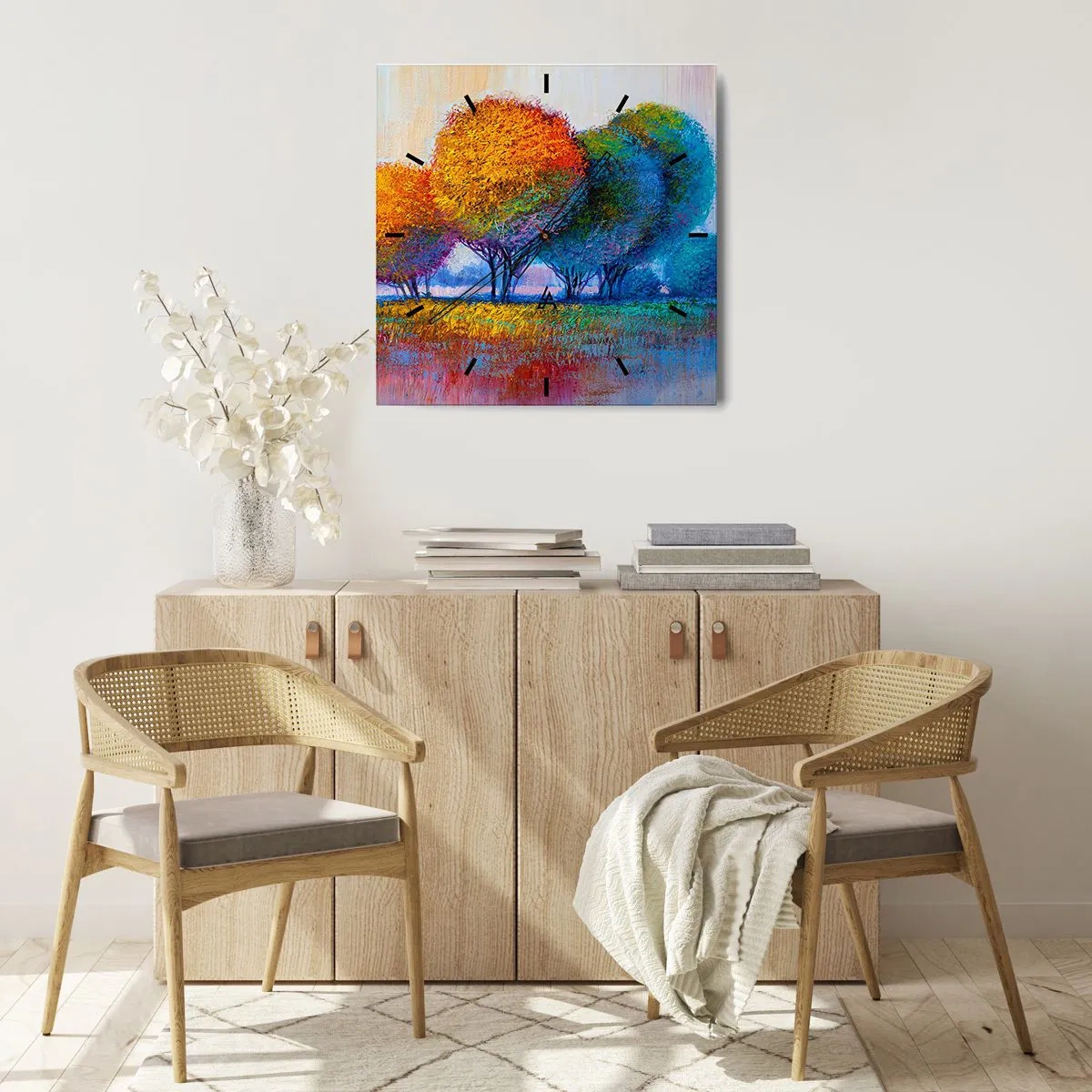 Vægur, Uret - En klump af piskende farver - 40x40 cm