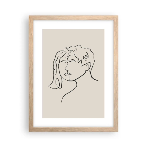 Plakat i ramme af lyst egetræ - Og enhed er blevet til - 30x40 cm