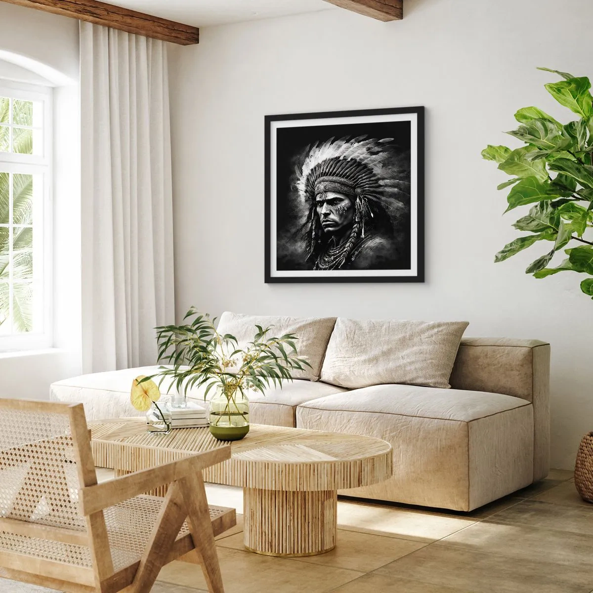 Plakat i sort ramme - Leder og kriger - 50x50 cm