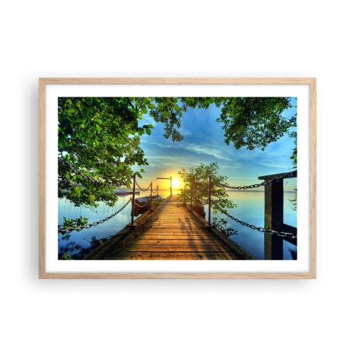 Plakat i ramme af lyst egetræ - Mod vest ved vandet - 70x50 cm