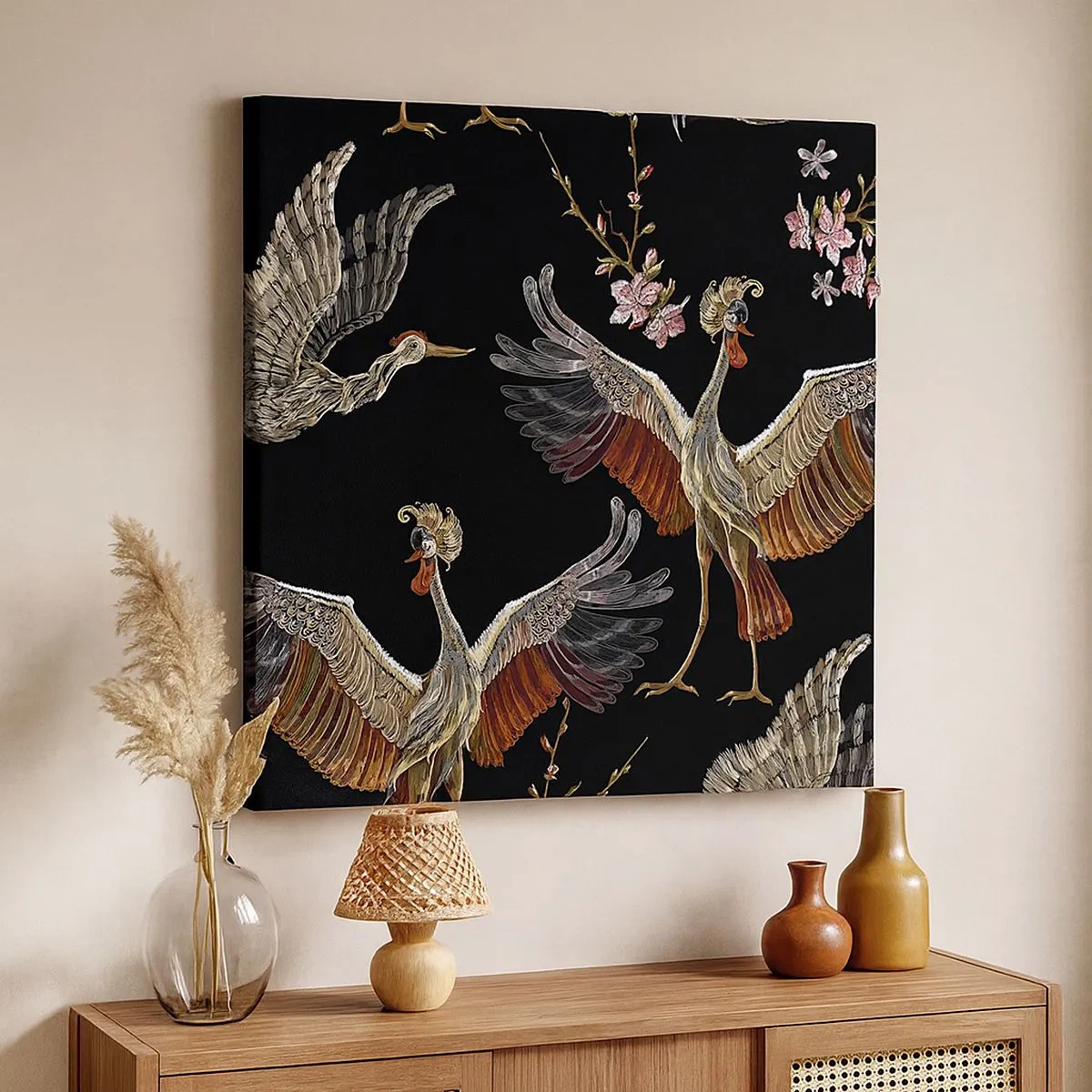 Lærredstryk - Billede på lærred - Eventyrlig fugl - 30x30 cm