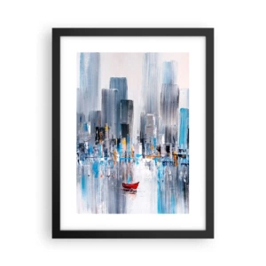 Plakat i sort ramme - Metropolis ved bugten - 30x40 cm