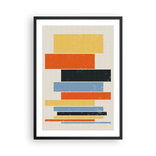 Plakat i sort ramme - Farverige geometriske rektangler på en lys baggrund - 50x70cm - Optagelse af musik - Moderne vægdekoration til stue og soveværelse ARTTOR