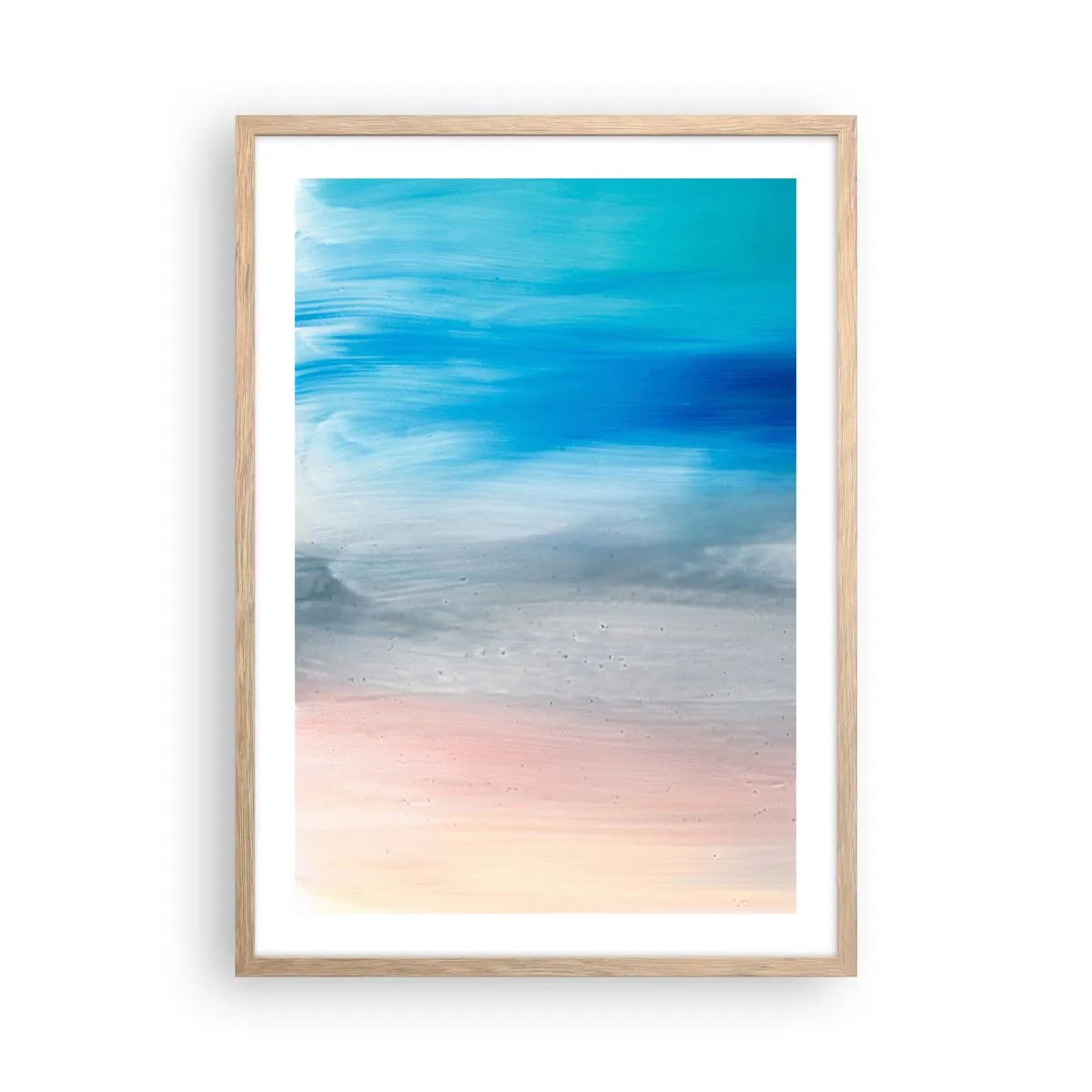 Plakat i ramme af lyst egetræ - Elementer: luft - 50x70 cm