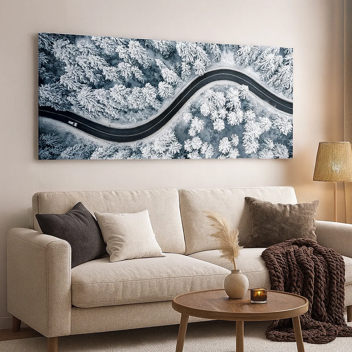 Lærredstryk - Billede på lærred - Gennem en vinterskov - 30x30 cm