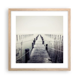 Plakat i ramme af lyst egetræ - Fordyb dig i fred - 40x40 cm