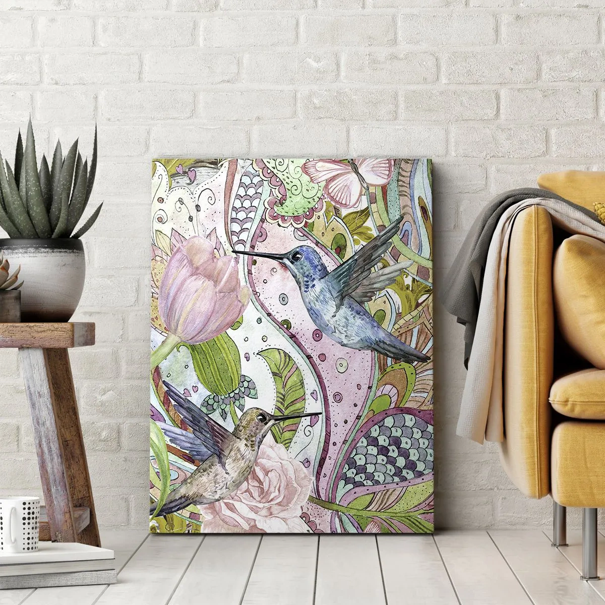 Lærredstryk - Billede på lærred - Forviklet i vinstokkene - 45x80 cm