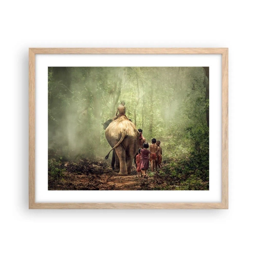 Plakat i ramme af lyst egetræ - Den nye Junglebog - 50x40 cm