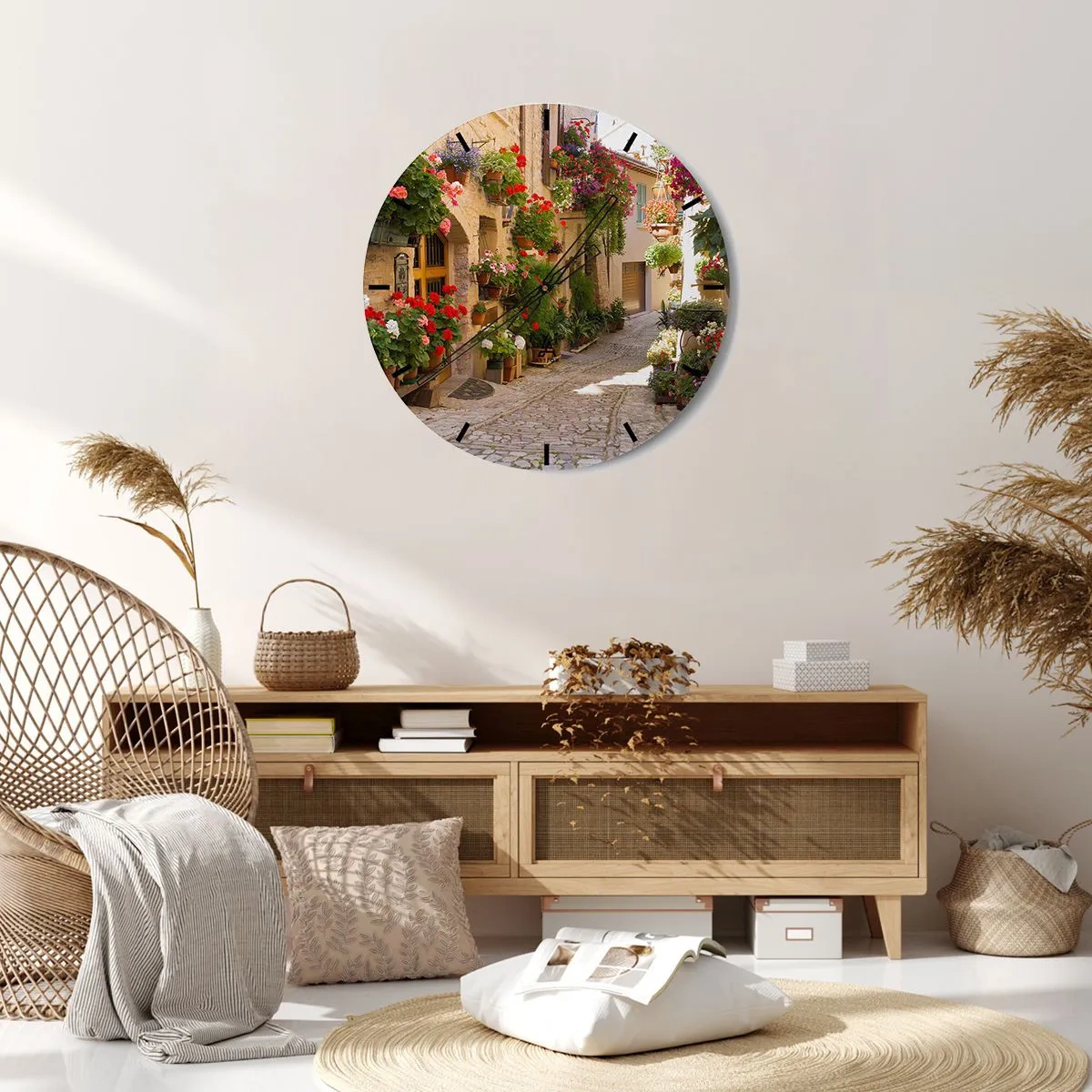 Vægur, Uret - I en strøm af blomster - 30x30 cm