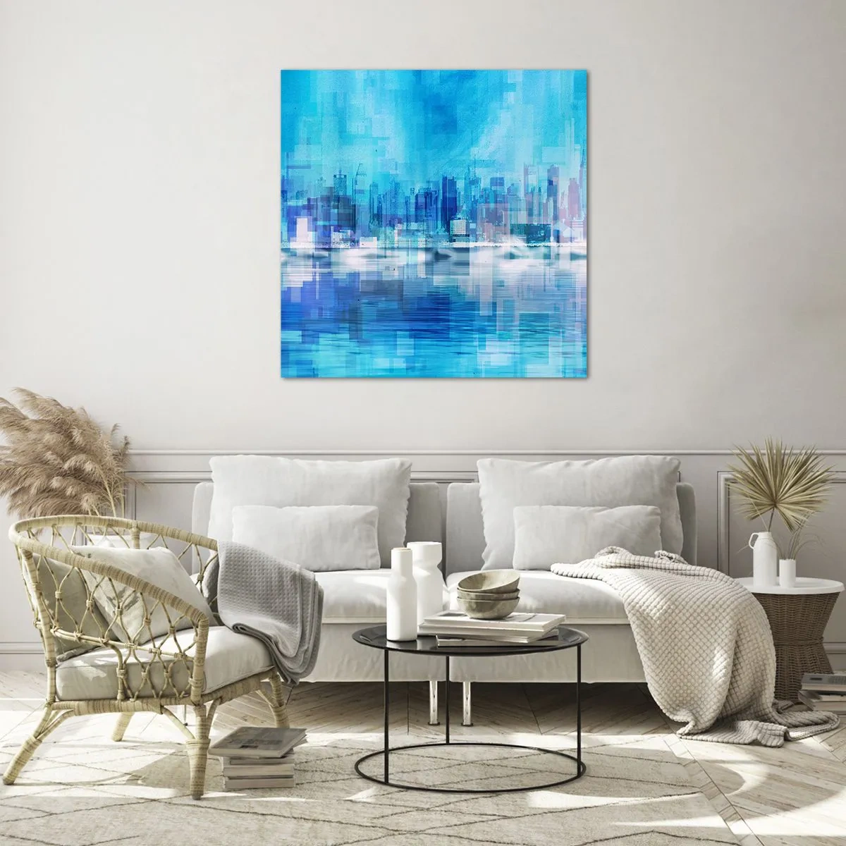 Billede på glas - Sænket i blåt - 50x50 cm