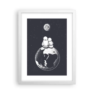 Plakat i hvid ramme - En kosmisk kærlighedshistorie - 30x40 cm