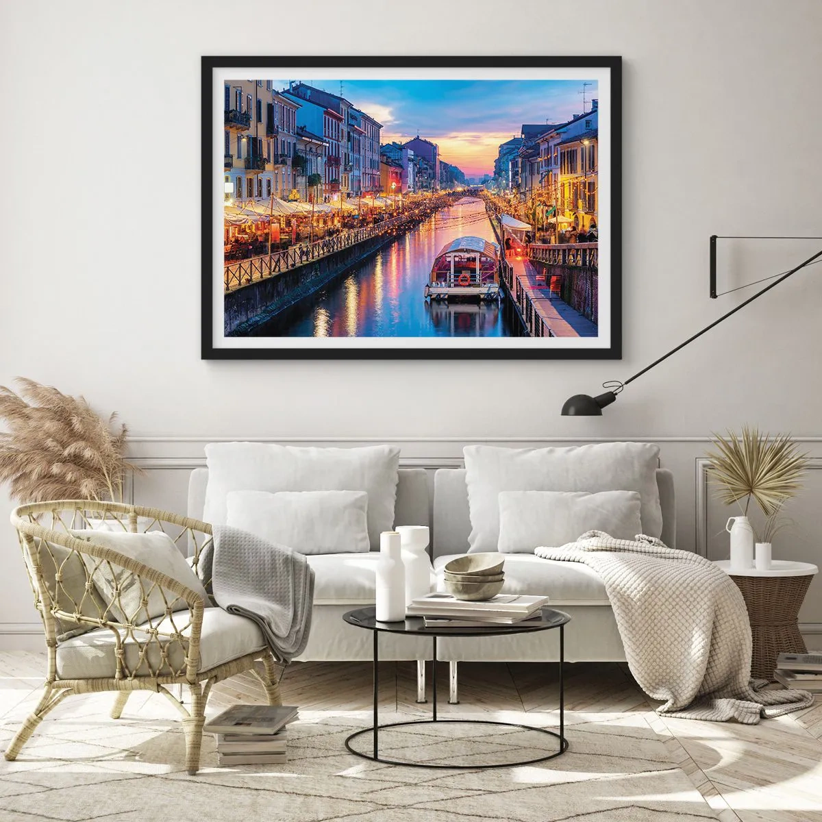Plakat i sort ramme - En aften med lys og sjov - 91x61 cm