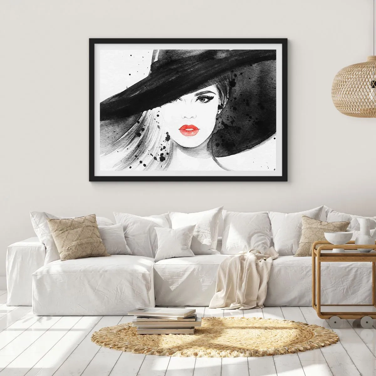 Plakat i sort ramme - Dame i sort - 70x50 cm