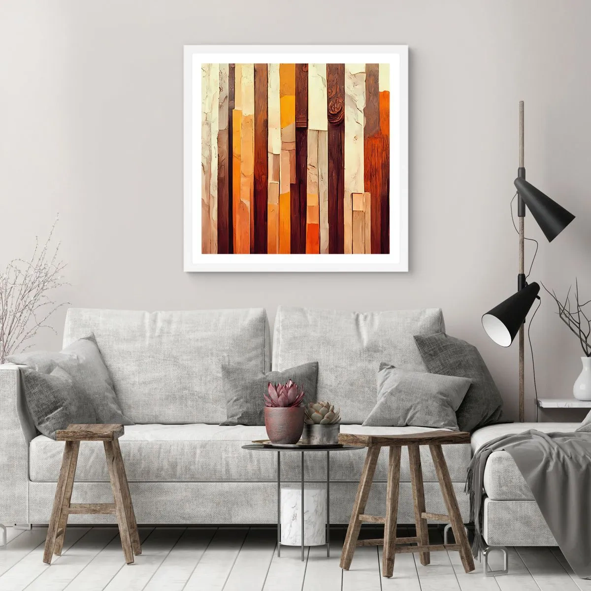 Plakat i hvid ramme - Hymne af skovens træer - 60x60 cm