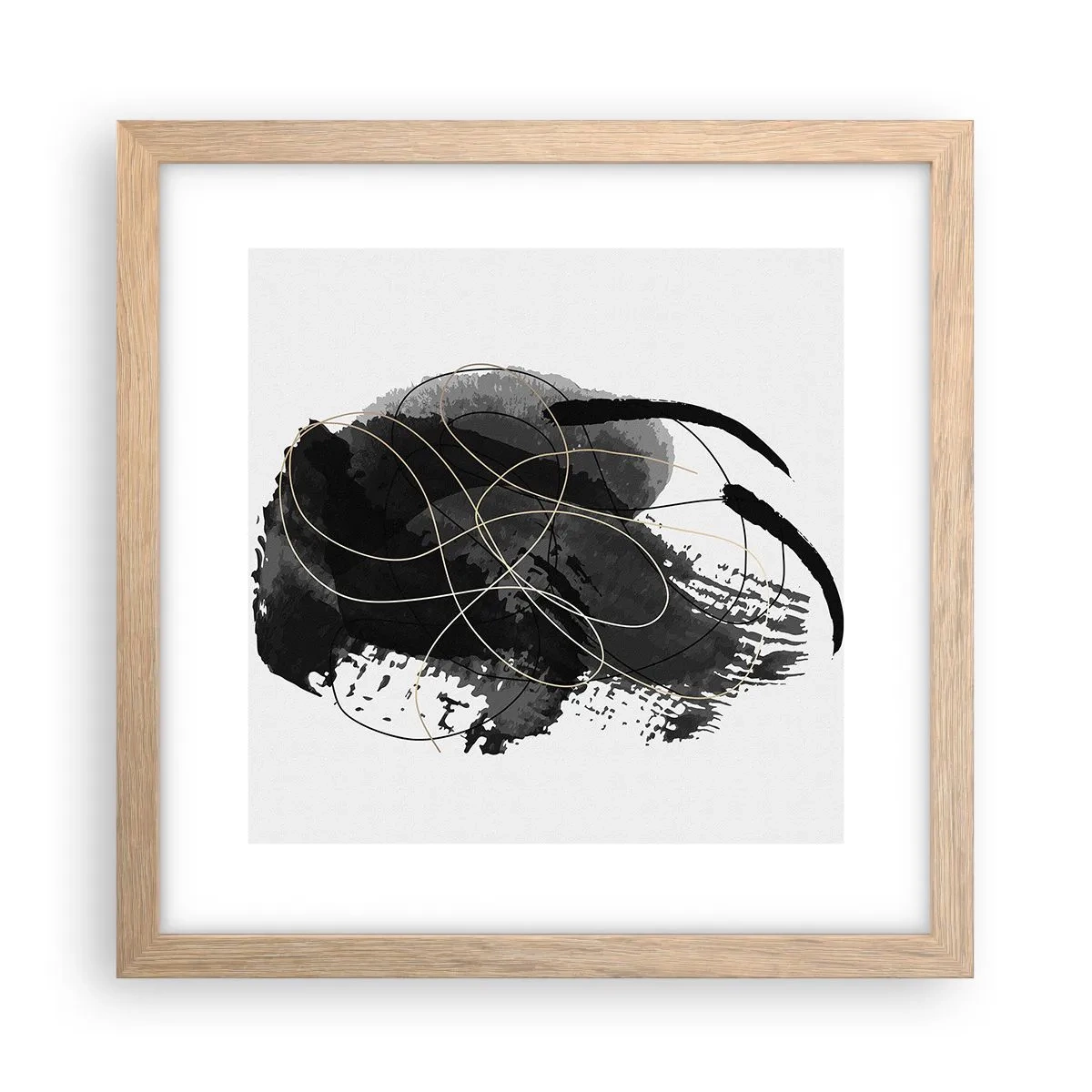 Plakat i ramme af lyst egetræ - Kom frem fra det sorte - 30x30 cm