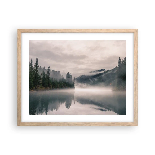 Plakat i ramme af lyst egetræ - I drømmen, i tågen - 50x40 cm