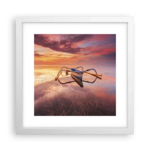 Plakat i hvid ramme - Roen ved en tropisk aften - 30x30 cm
