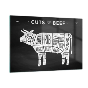Billede på glas - Slagterens grundbog - 120x80 cm