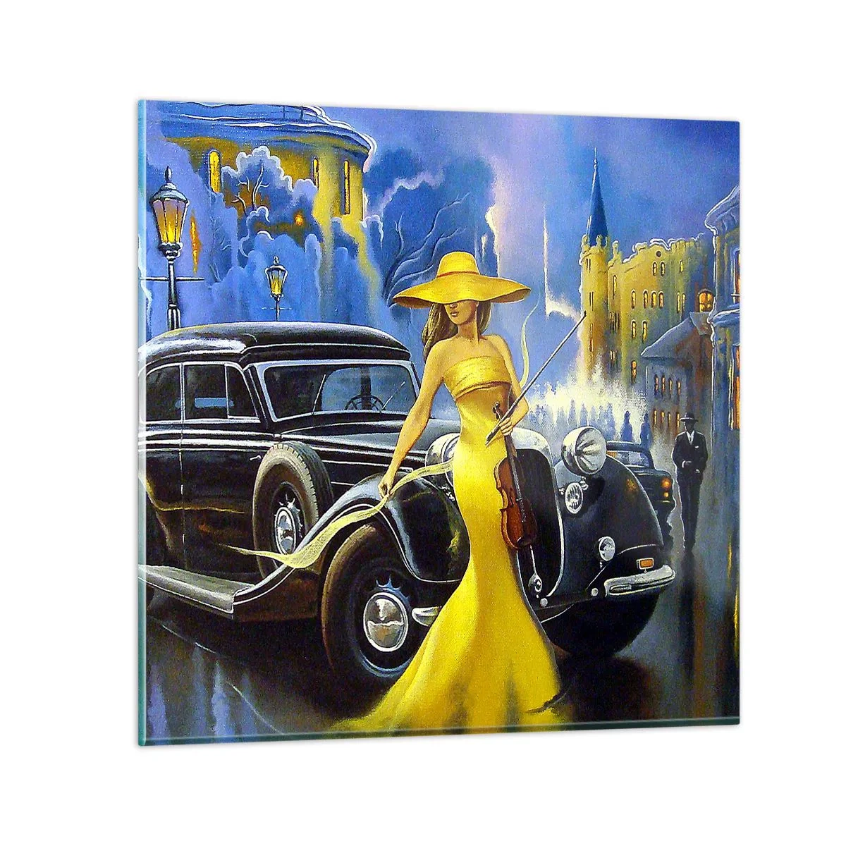 Billede på glas - Nocturne for violin og kærlighed - 40x40 cm