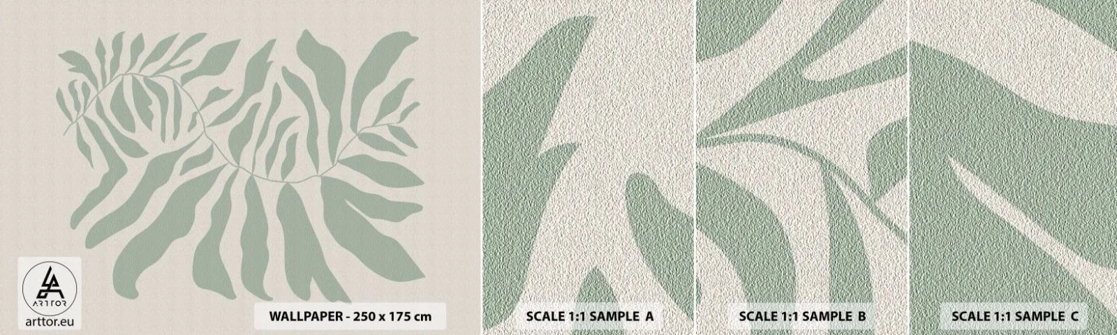 Prøve Fototapet Selvklæbende Deluxe Sticker - Smaragdgrøn gren - Boho, Plante, Botanisk - 100x30 cm