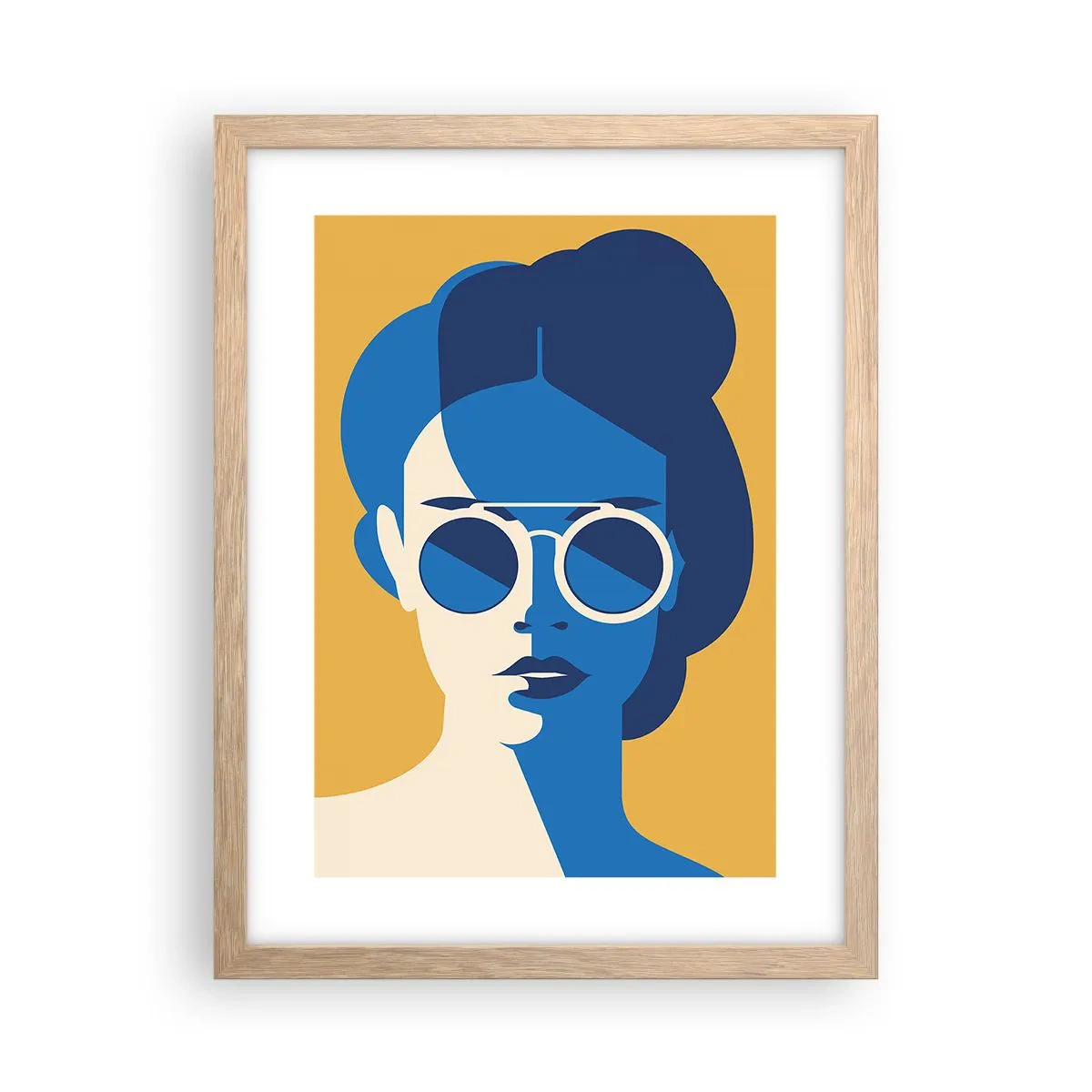 Plakat i ramme af lyst egetræ - Ferie-look - 30x40 cm