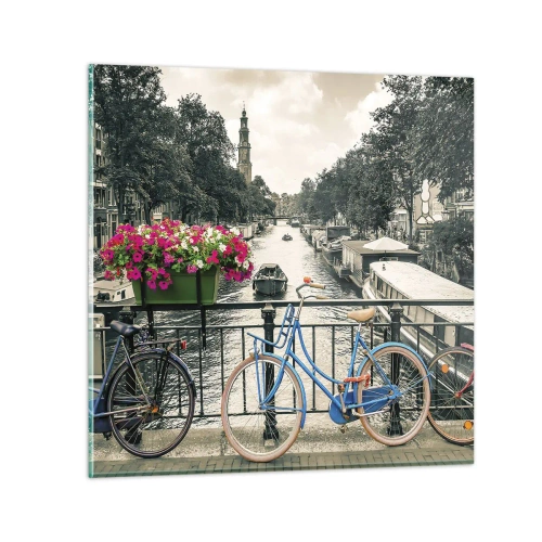 Billede på glas - Farverne i Amsterdams gader - 30x30 cm