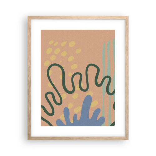 Plakat i ramme af lyst egetræ - Abstraktion: naturens mangfoldighed - 40x50 cm