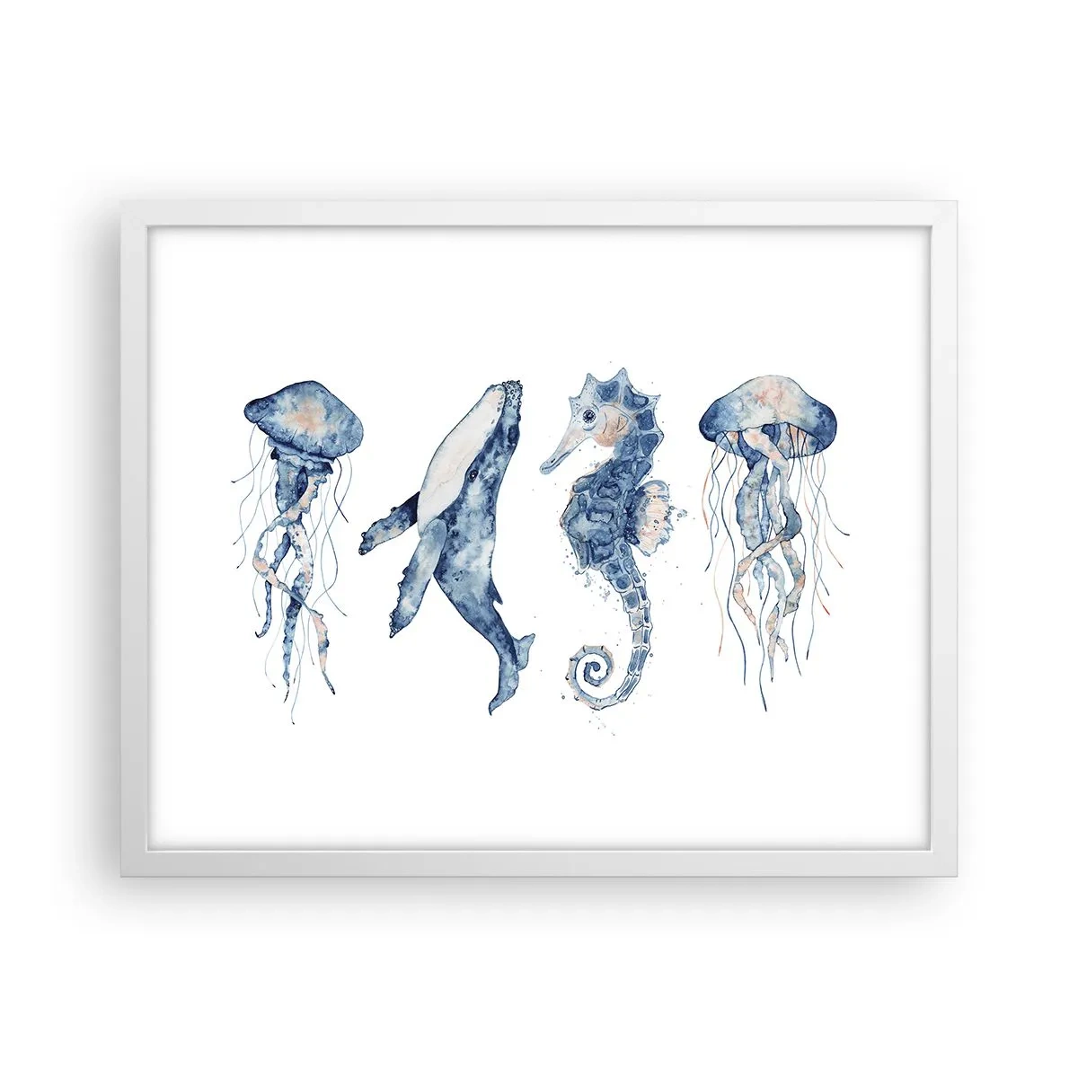 Plakat i hvid ramme - Havets vidundere - 50x40 cm
