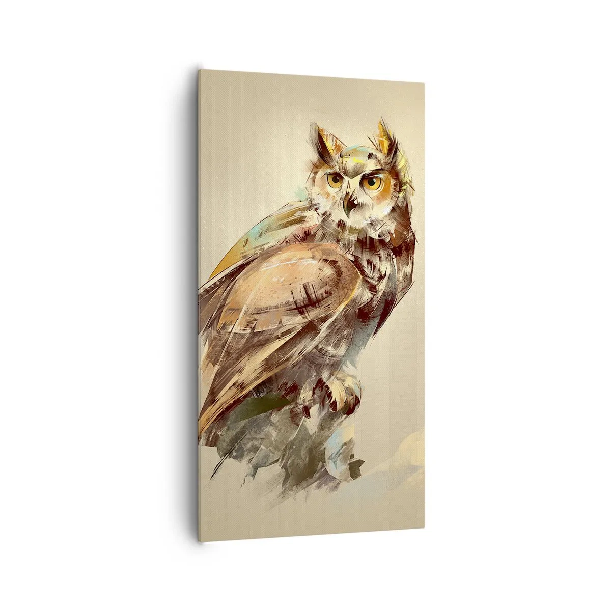 Lærredstryk - Billede på lærred - Den klogeste ugle - bekræfter egetræet - 65x120 cm