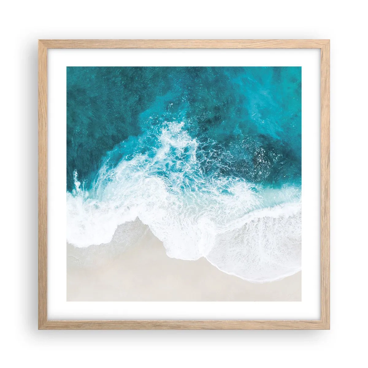 Plakat i ramme af lyst egetræ - Naturlig kærtegn - 50x50 cm