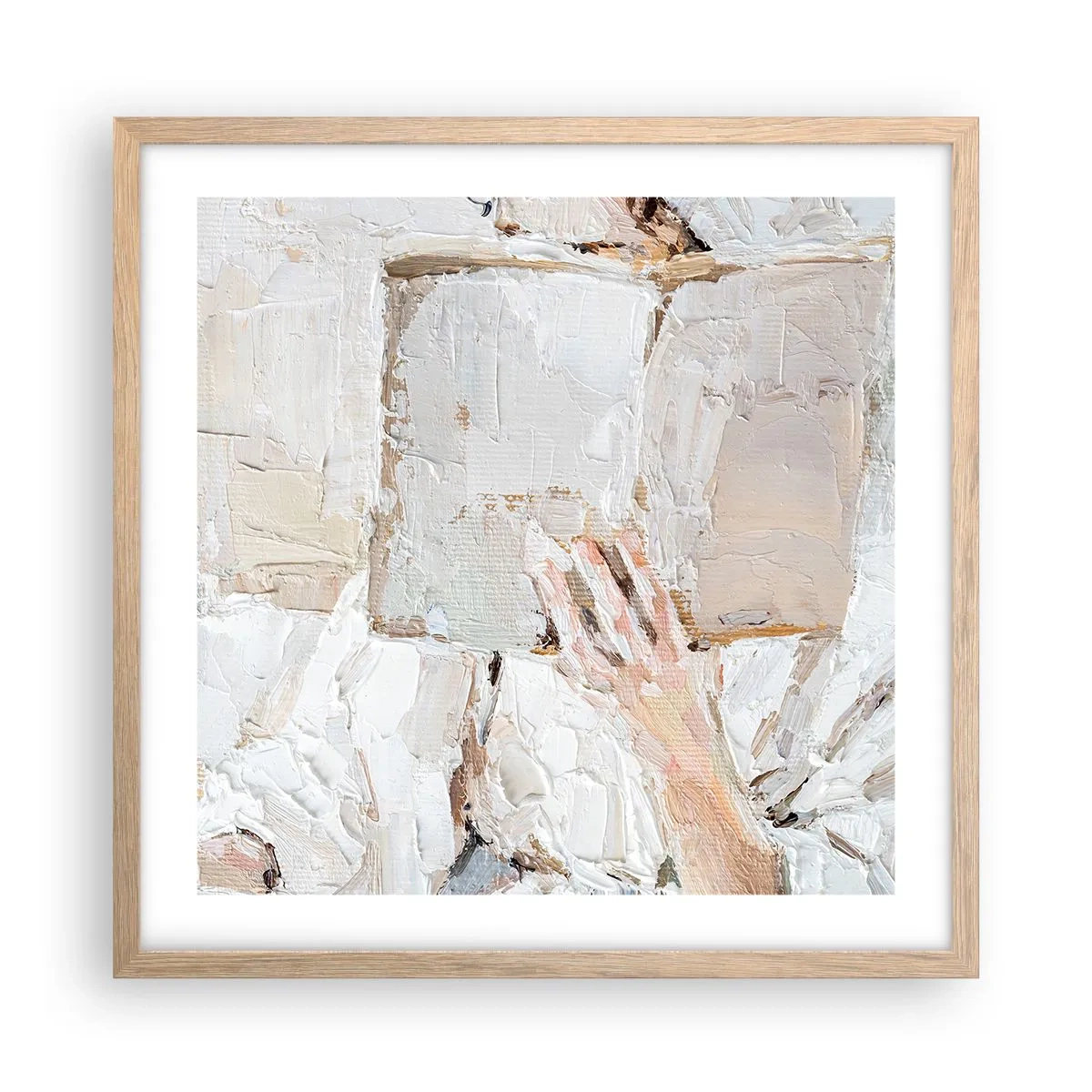 Plakat i ramme af lyst egetræ - I en anden verden - 50x50 cm